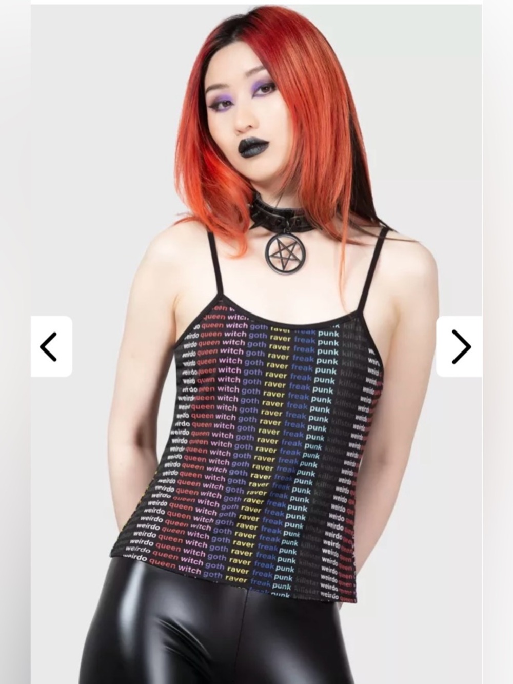 Renaissance & Glitter Vest Cami Tank Top Killstar, black